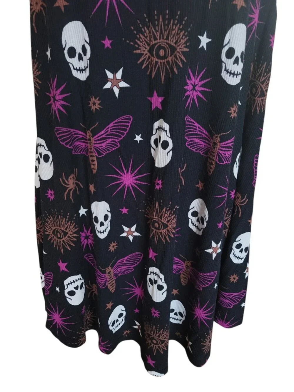 Torrid Super Soft Black Halloween Skulls Light Rib Knit Sleep Dress Size 0 (12)